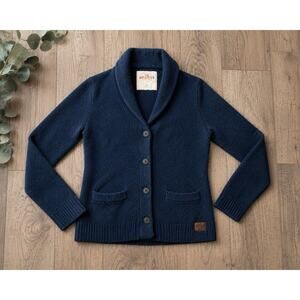 Hollister California Men’s Shawl Cardigan Sweater Navy Blue Button Front Sz L